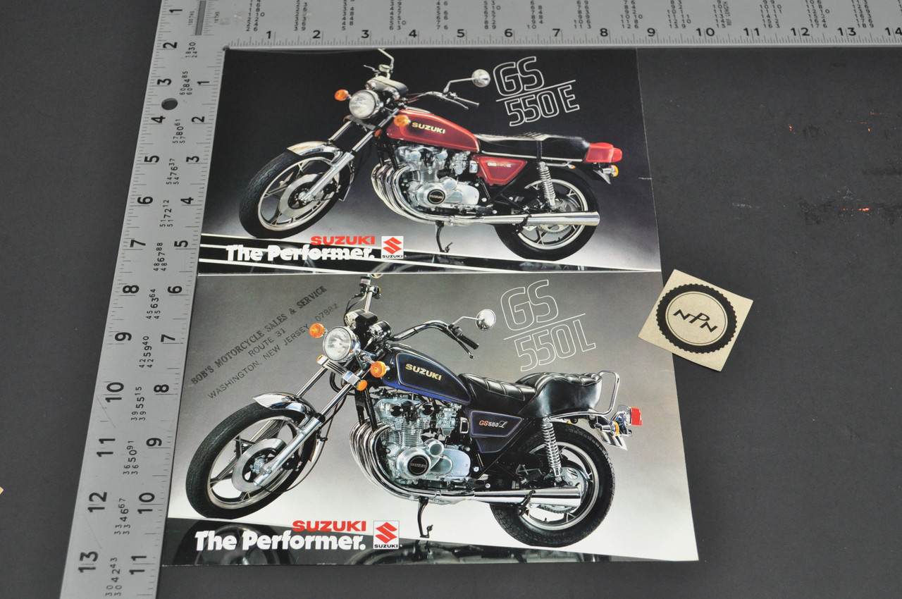 Vintage Suzuki GS550 E GS550 L Motorcycle Dealer Brochure 1979 NOS Dealer Stamp