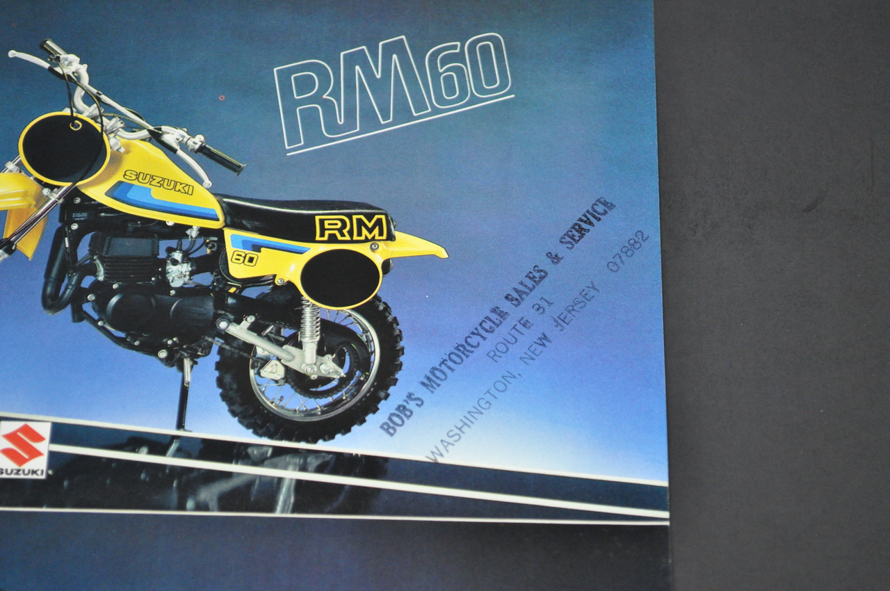 Vintage Suzuki RM60 T RM80 T Motorcycle Dealer Brochure 1980 NOS Dealer Stamp