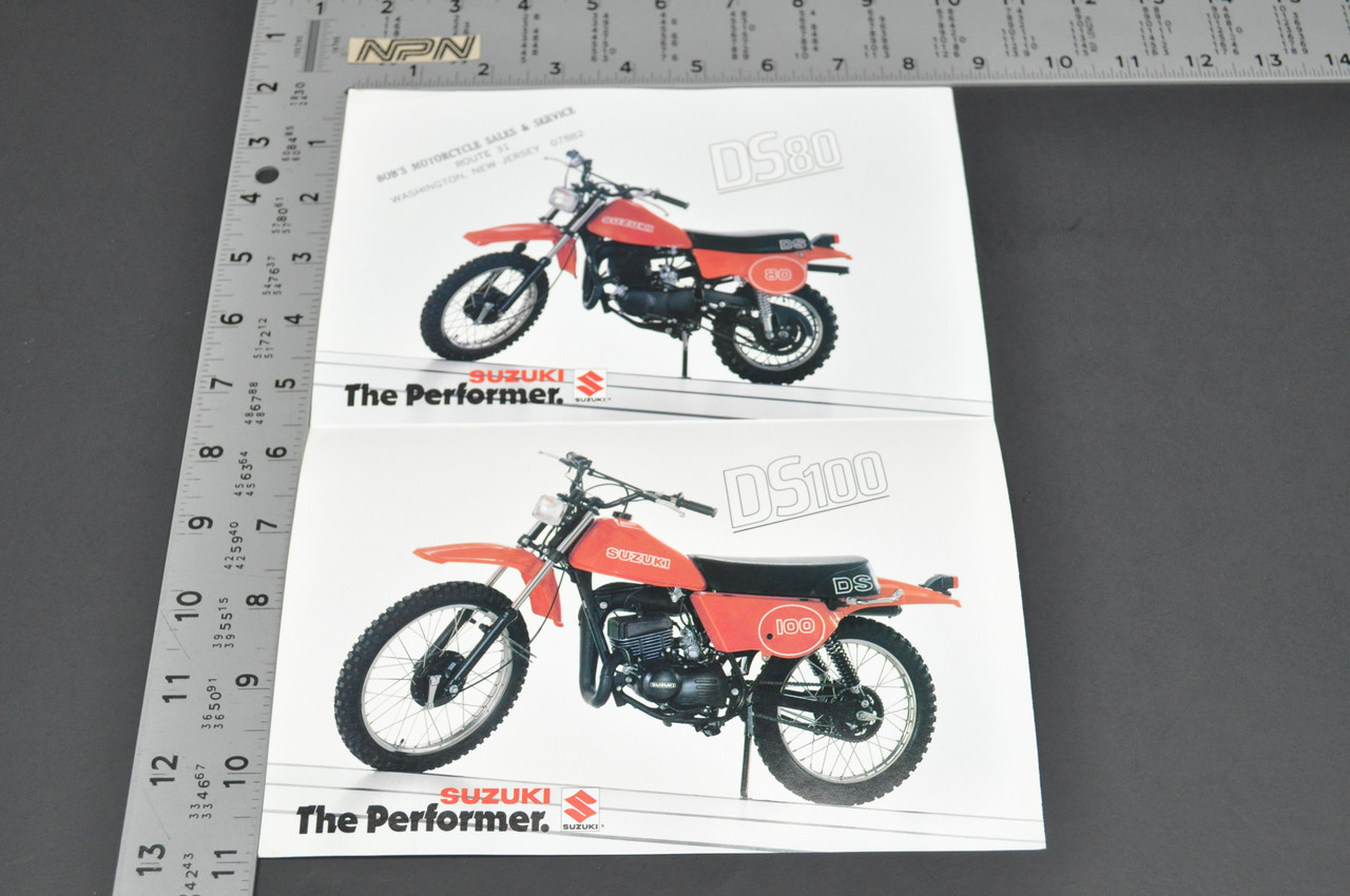 Vintage Suzuki DS80 T DS100 T Motorcycle Dealer Brochure 1980 NOS Dealer Stamp