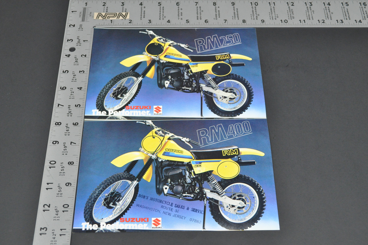 VTG Suzuki RM250 T RM400 T Motorcycle Dealer Brochure 1980 NOS Dealer Stamp