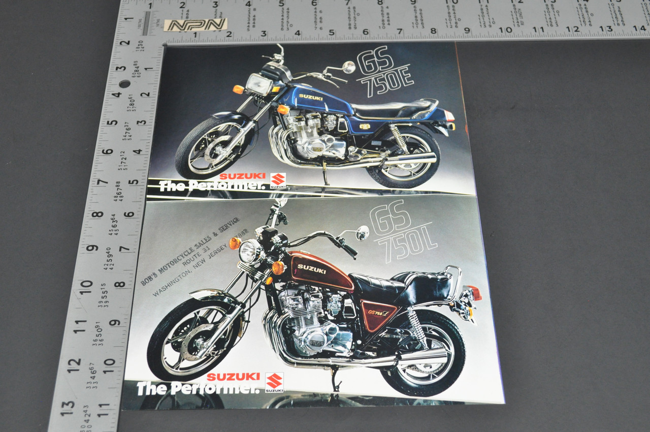 Vintage Suzuki GS750 E GS750 L Motorcycle Dealer Brochure 1980 NOS Dealer Stamp