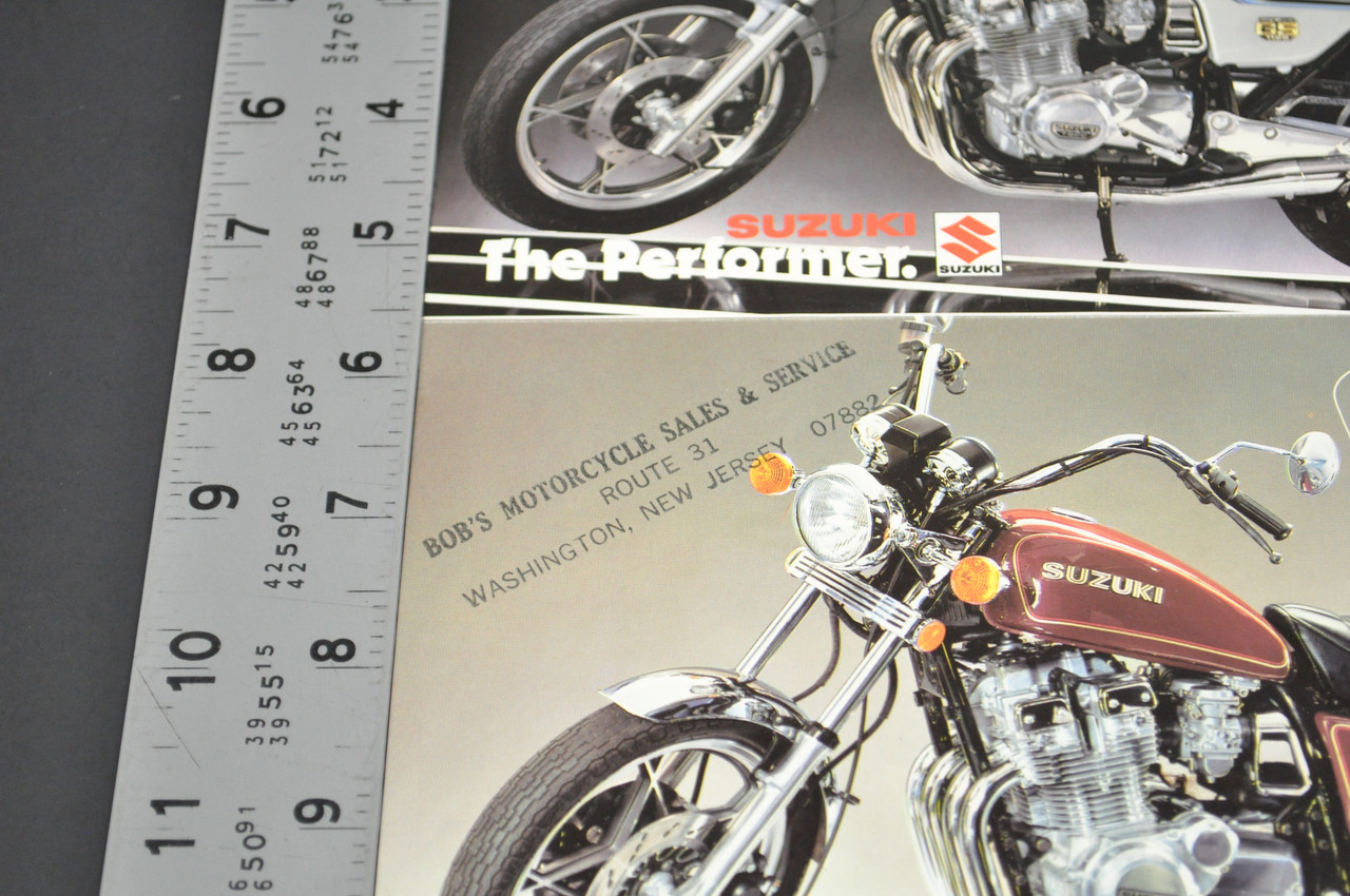 VTG Suzuki GS1100 E GS1100 L Motorcycle Dealer Brochure 1980 NOS Dealer Stamp