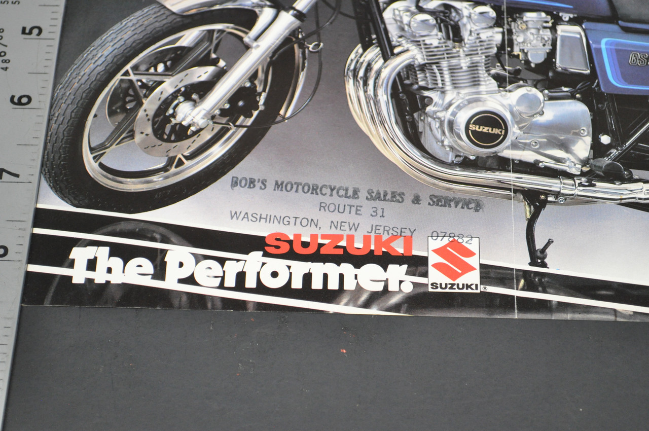Vintage Suzuki GS1000 E Motorcycle Dealer Brochure 1980 NOS Dealer Stamp