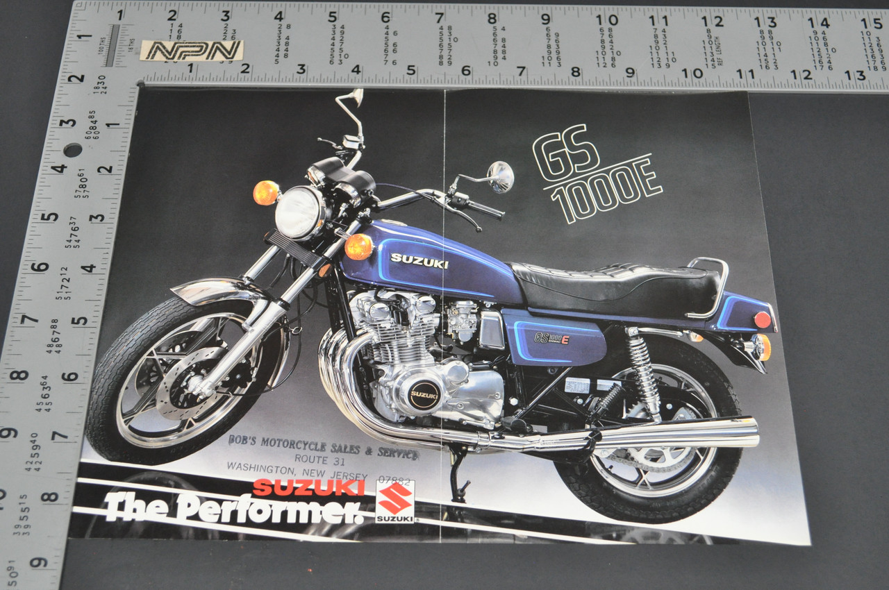 Vintage Suzuki GS1000 E Motorcycle Dealer Brochure 1980 NOS Dealer Stamp