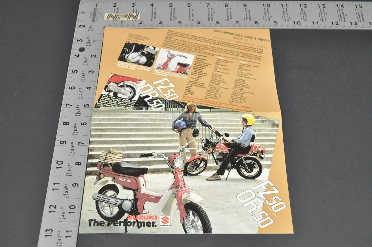 Vintage Suzuki FZ50 T Rascal OR50 T Moped Dealer Brochure 1980 NOS Dealer Stamp
