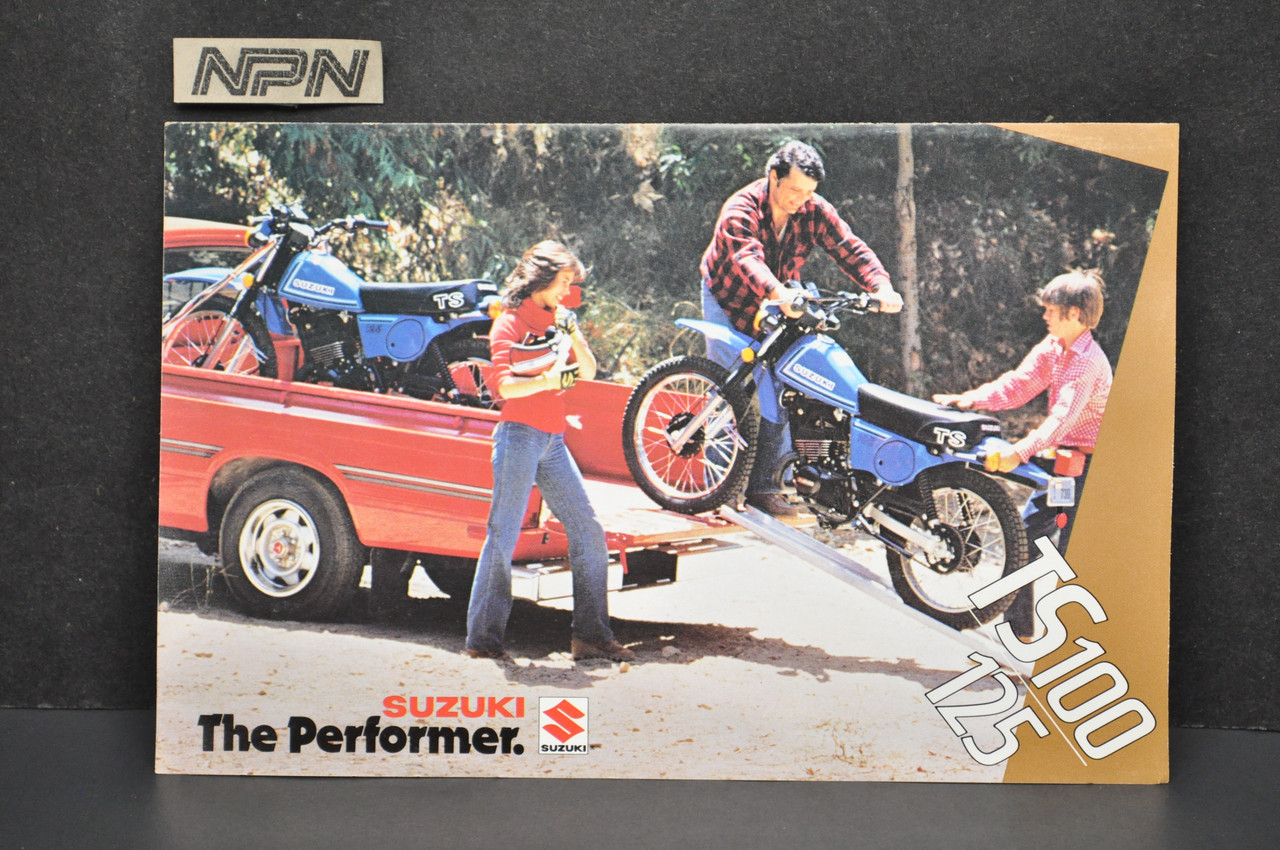 Vintage Suzuki TS100 T TS125 T Motorcycle Dealer Brochure 1980 NOS Dealer Stamp