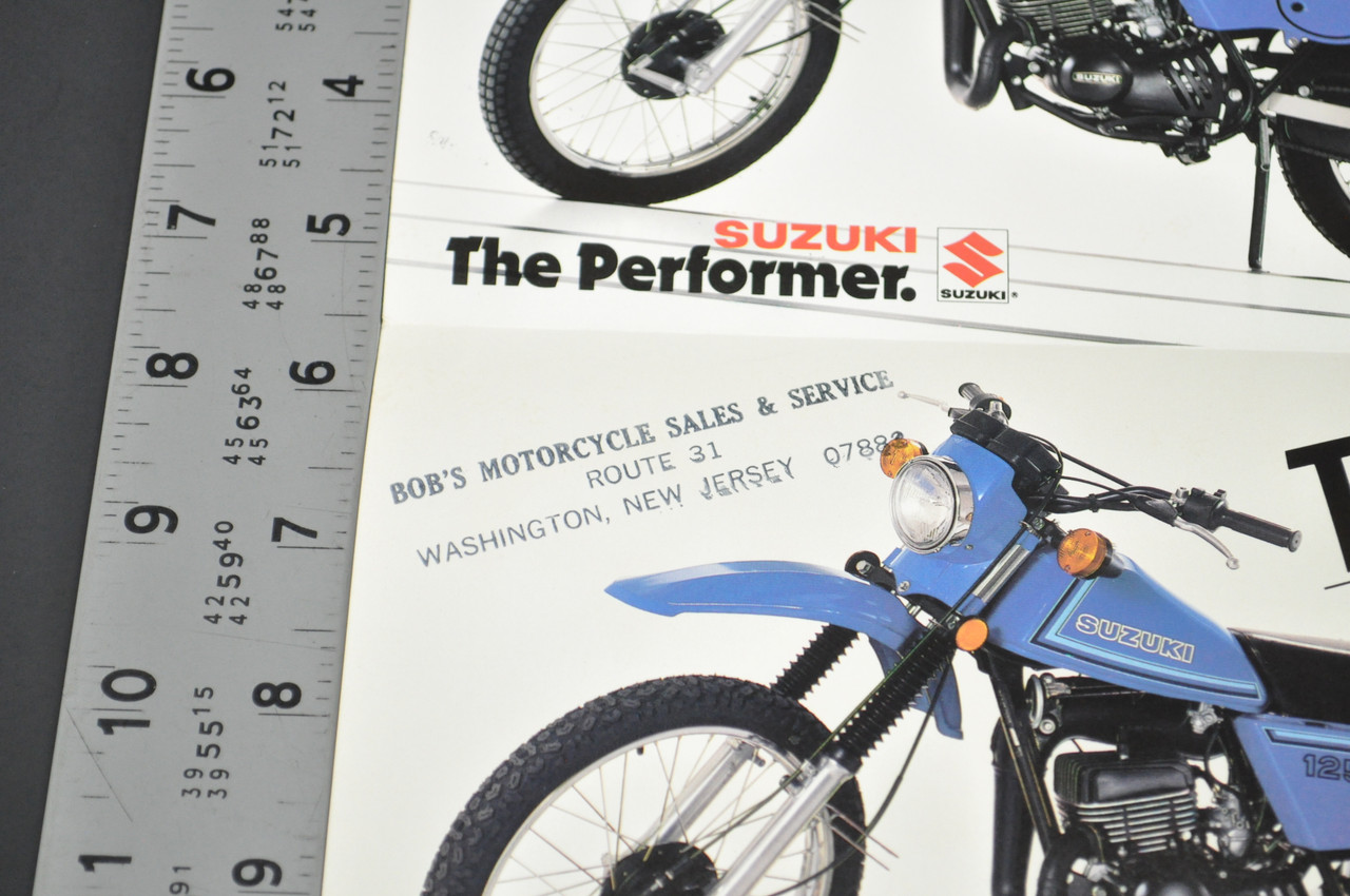 Vintage Suzuki TS100 T TS125 T Motorcycle Dealer Brochure 1980 NOS Dealer Stamp
