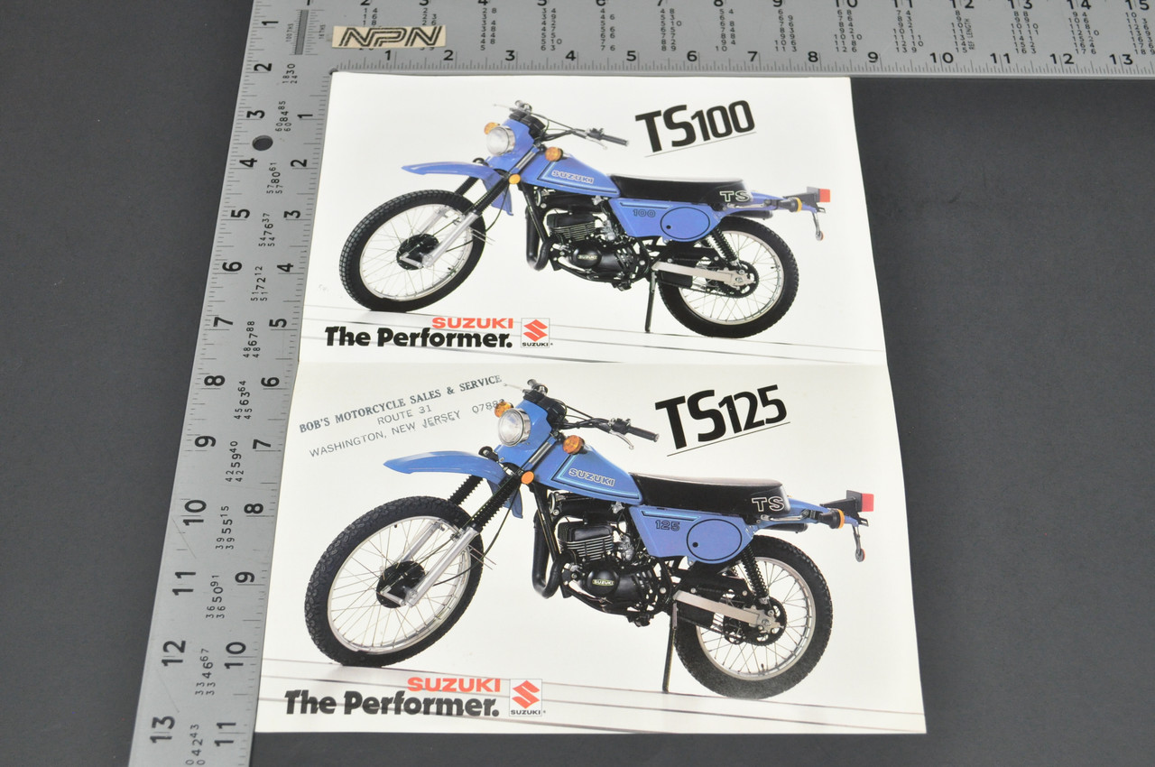 Vintage Suzuki TS100 T TS125 T Motorcycle Dealer Brochure 1980 NOS Dealer Stamp