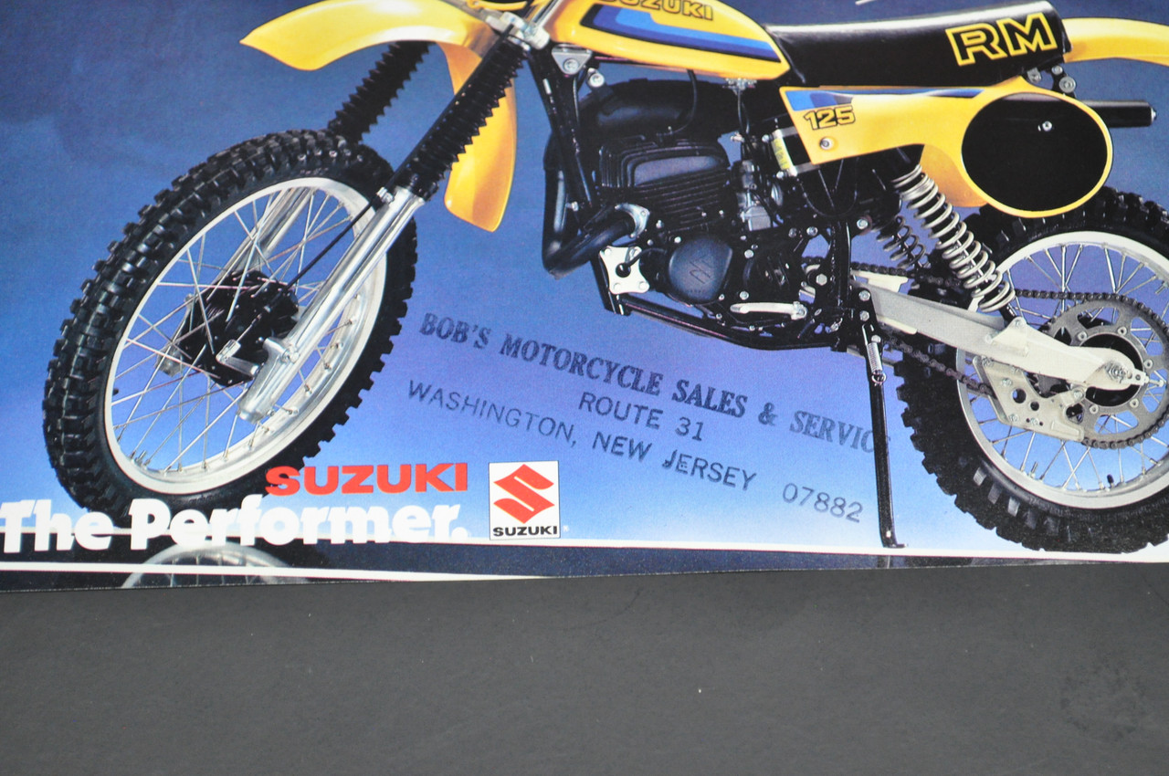 VTG Suzuki RM100 T RM125 T Motorcycle Dealer Brochure 1980 NOS Dealer Stamp