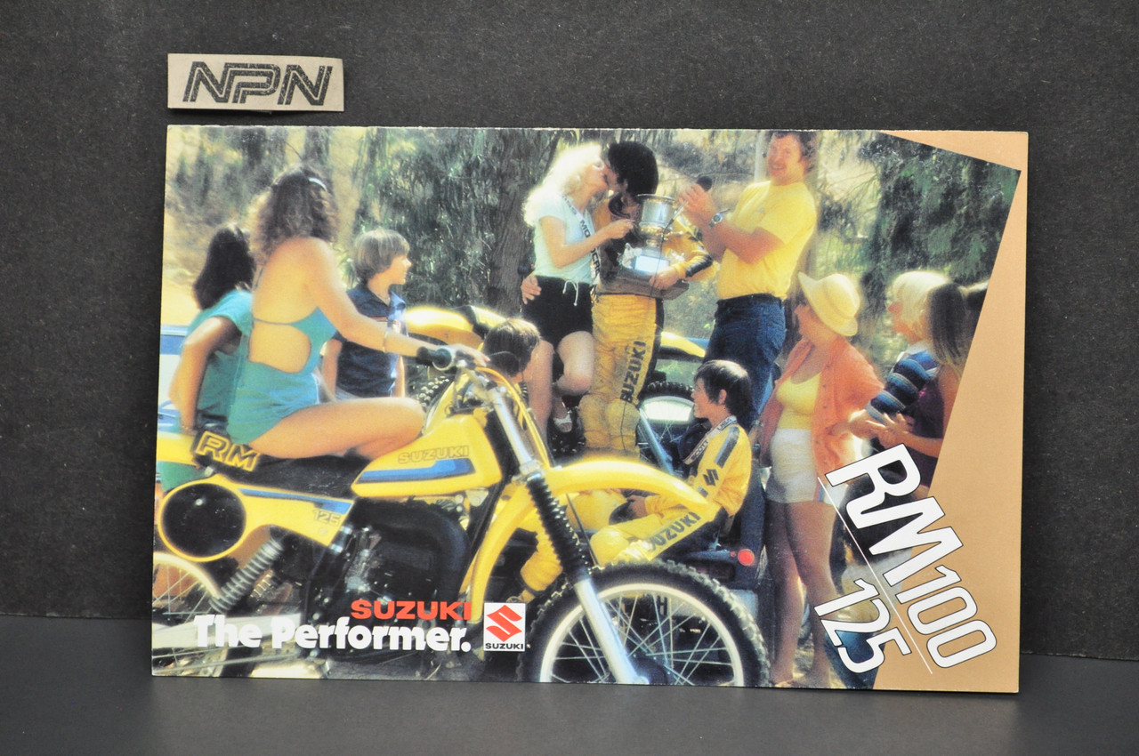 VTG Suzuki RM100 T RM125 T Motorcycle Dealer Brochure 1980 NOS Dealer Stamp
