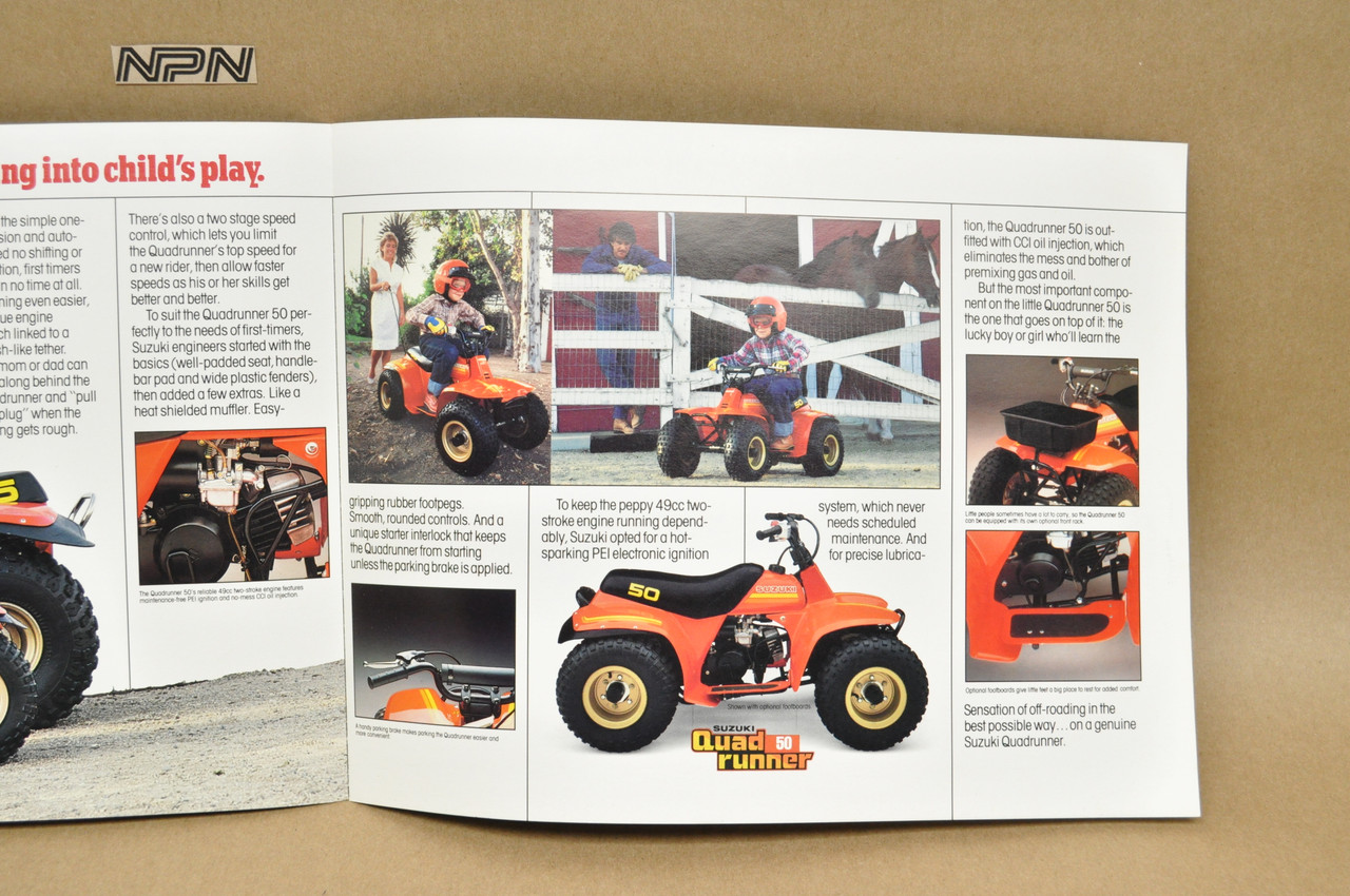 Vintage NOS 1984 Suzuki LT50 E Quadrunner Brochure Bobs Motorcycle Dealer Stamp