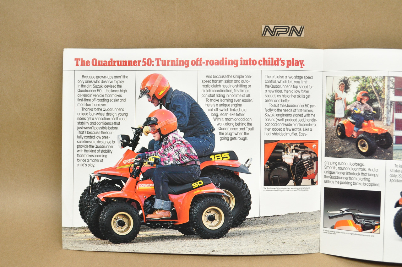 Vintage NOS 1984 Suzuki LT50 E Quadrunner Brochure Bobs Motorcycle Dealer Stamp