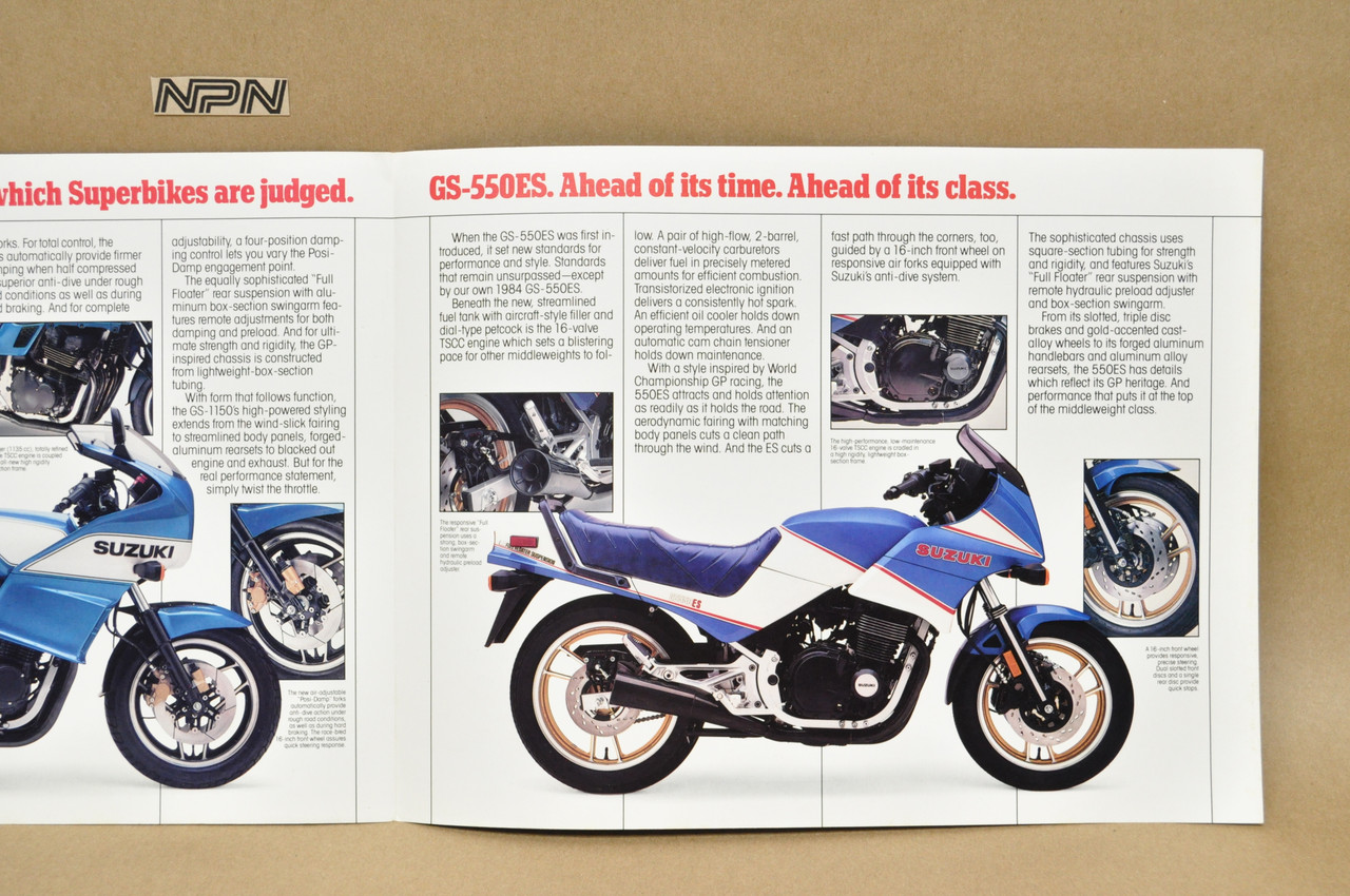 Vintage NOS 1984 Suzuki GS1150ES GS550ES Brochure OEM Dealer Stamp Specs NEW OEM