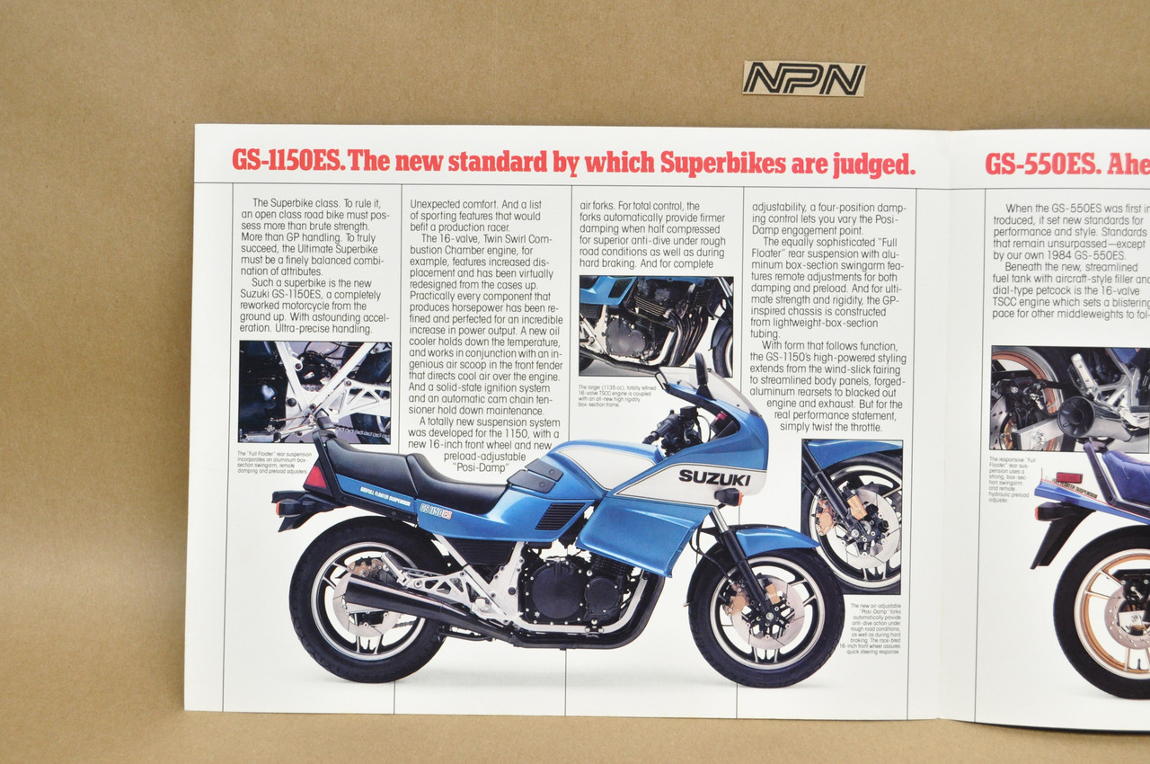 Vintage NOS 1984 Suzuki GS1150ES GS550ES Brochure OEM Dealer Stamp Specs NEW OEM