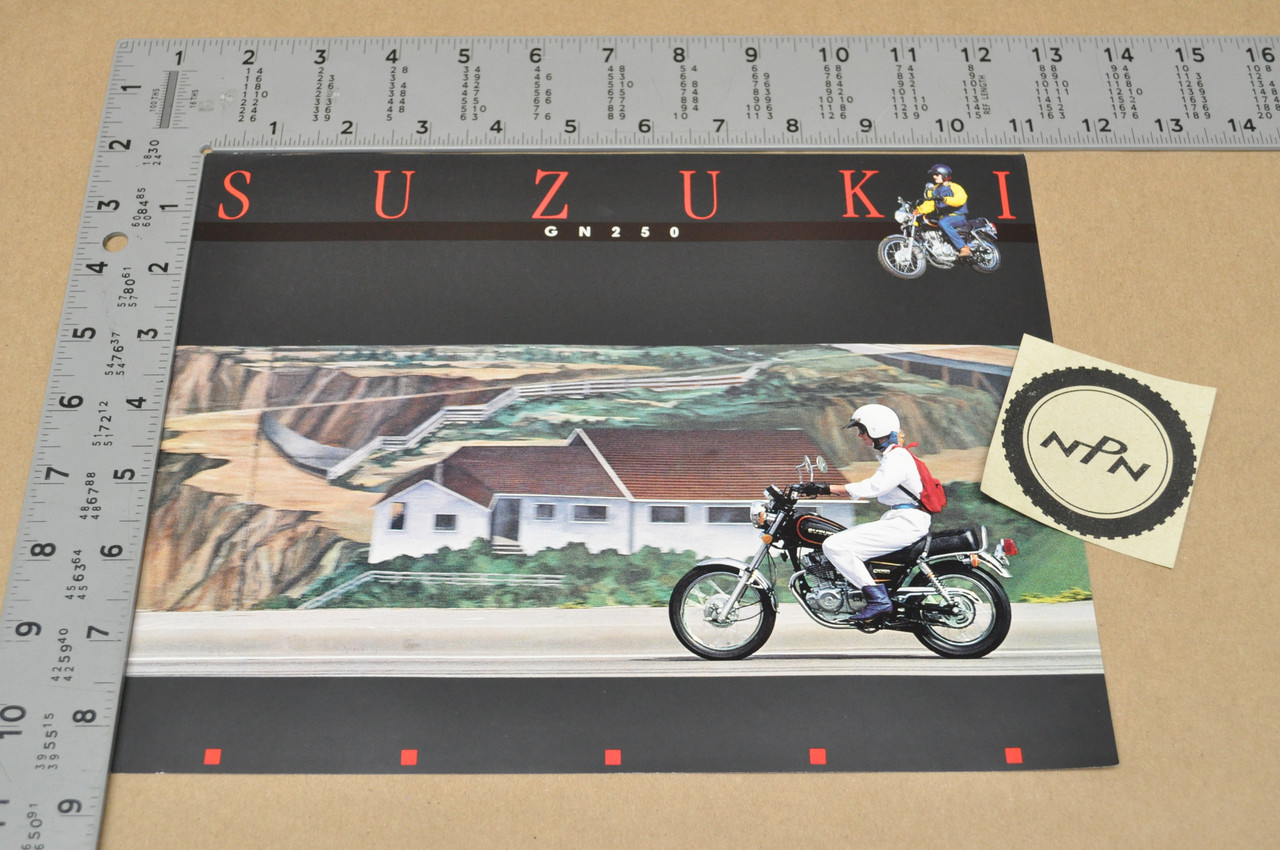 Vintage NOS 1985 Suzuki GN250 Motorcycle Brochure OEM Dealer Stamp Specs NEW