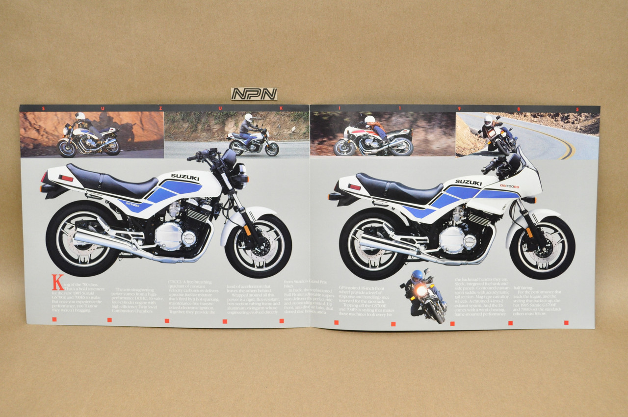 Vintage NOS 1985 Suzuki GS700 E GS700 ES Brochure OEM Dealer Stamp Specs NEW