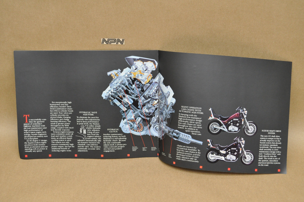 Vintage NOS 1985 Suzuki GV700 GV1200 Madura Brochure OEM Dealer Stamp Specs NEW