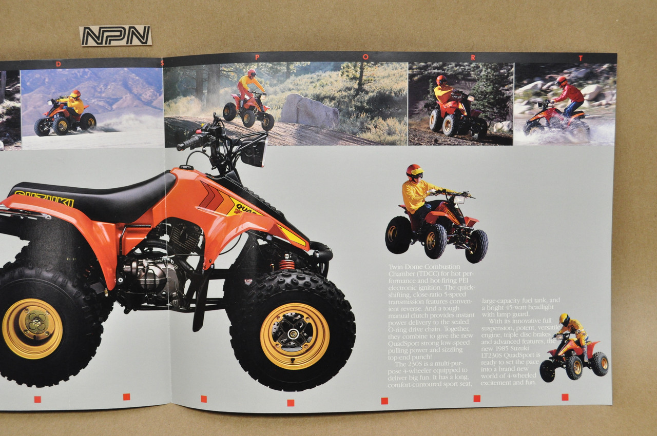 Vintage NOS 1985 Suzuki LT230 S Quadsport Brochure OEM Dealer Stamp Specs NEW