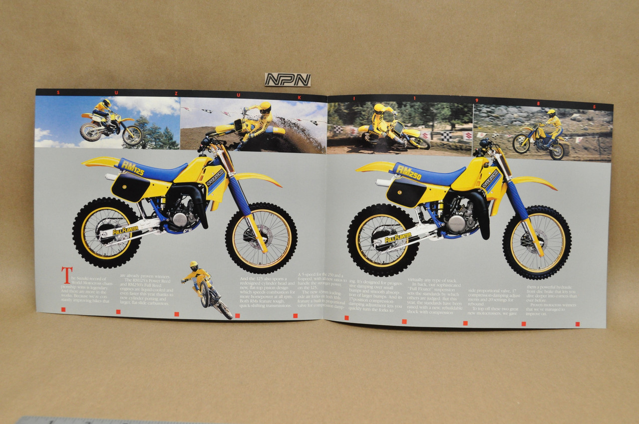Vintage NOS 1985 Suzuki RM125 RM250 Brochure OEM Dealer Stamp Specs NEW