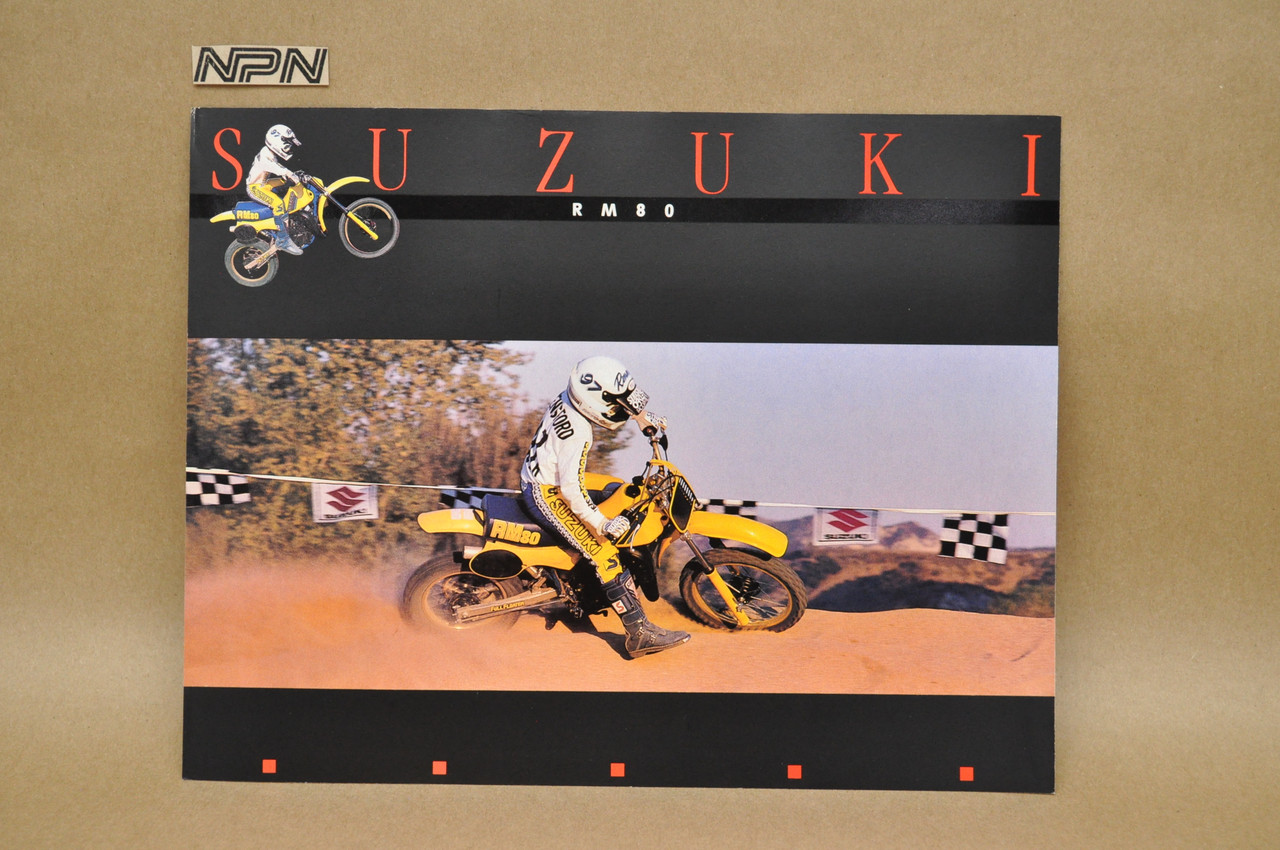 Vintage NOS 1985 Suzuki RM80 Brochure Dirt Bike Motocross OEM Dealer Stamp
