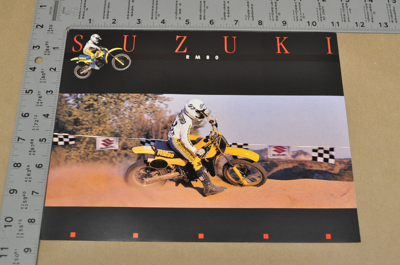 Vintage NOS 1985 Suzuki RM80 Brochure Dirt Bike Motocross OEM Dealer Stamp