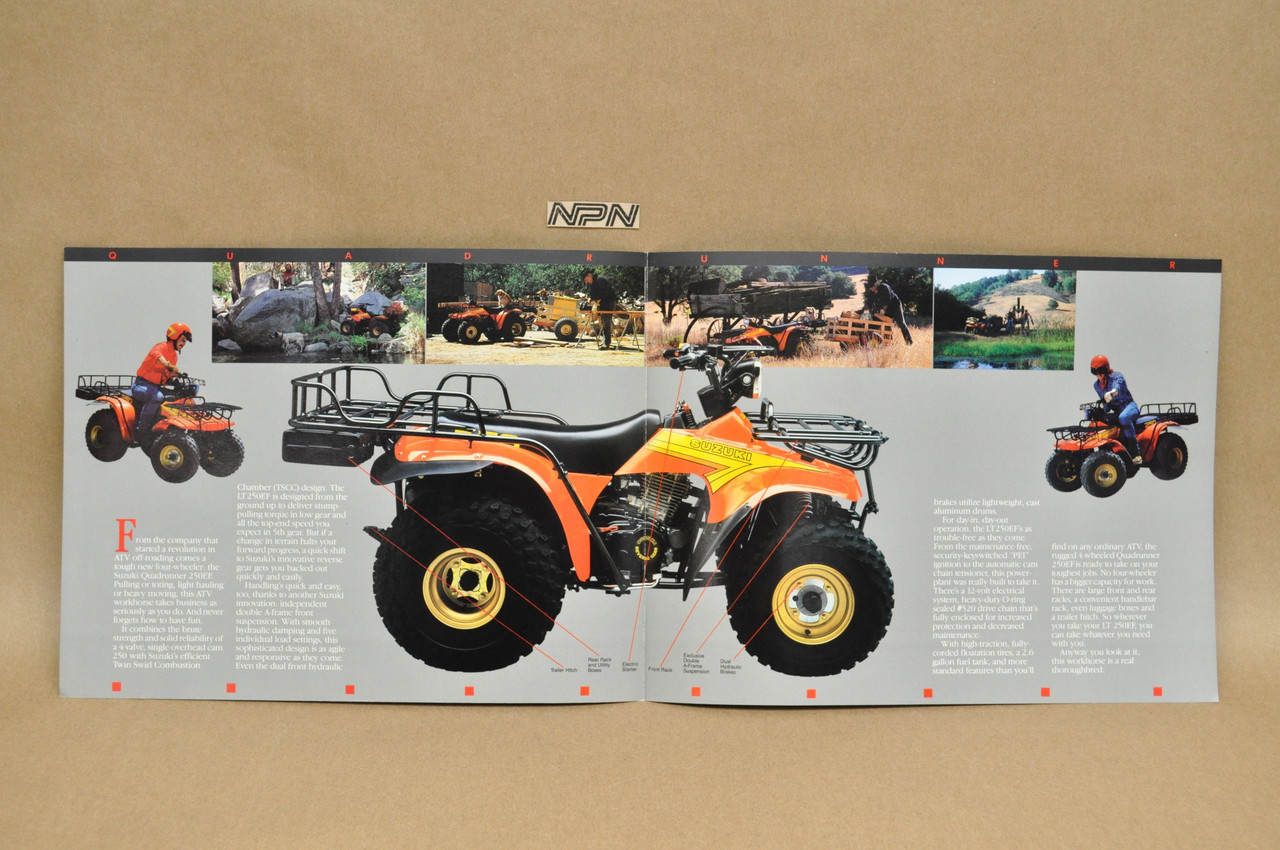 VTG NOS 1985 Suzuki LT250 EF Quadrunner Brochure OEM Dealer Stamp Specs NEW