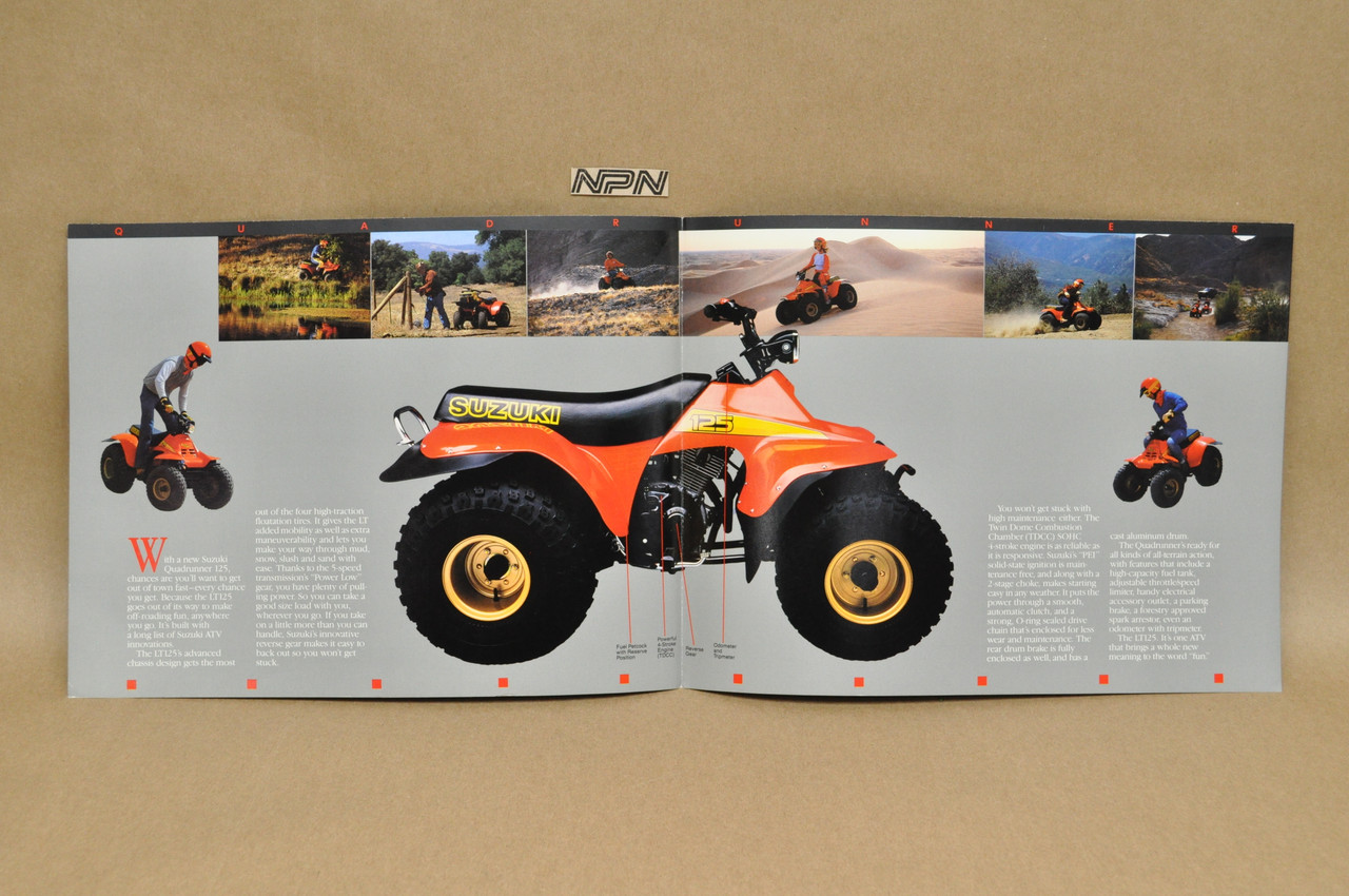 Vintage NOS 1985 Suzuki LT125 Quadrunner Brochure OEM Dealer Stamp Specs NEW