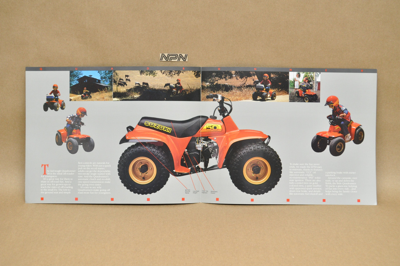 Vintage NOS 1985 Suzuki LT50 Quadrunner Brochure OEM Dealer Stamp Specs NEW
