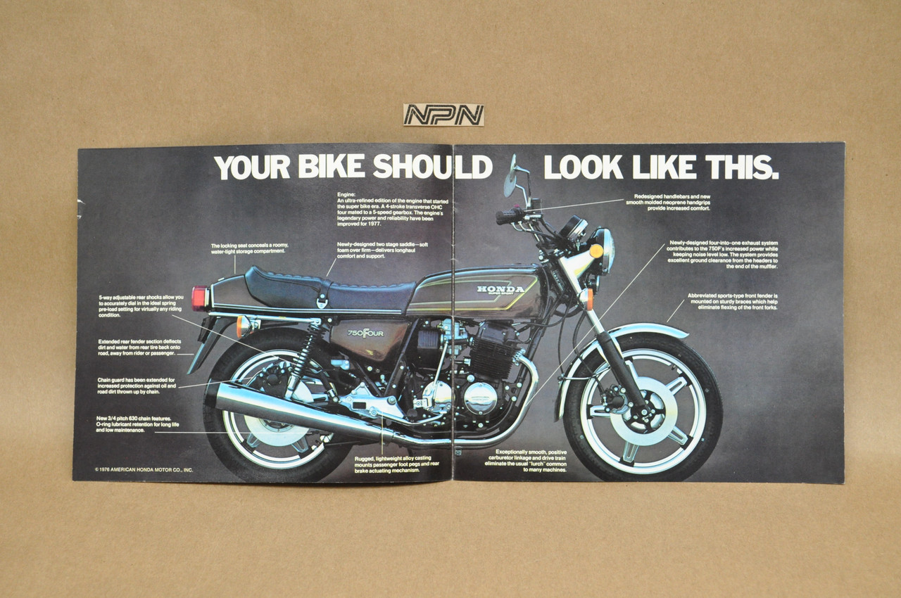 Vintage NOS 1977 Honda CB750 F Motorcycle Brochure OEM Dealer Stamp Specs NEW