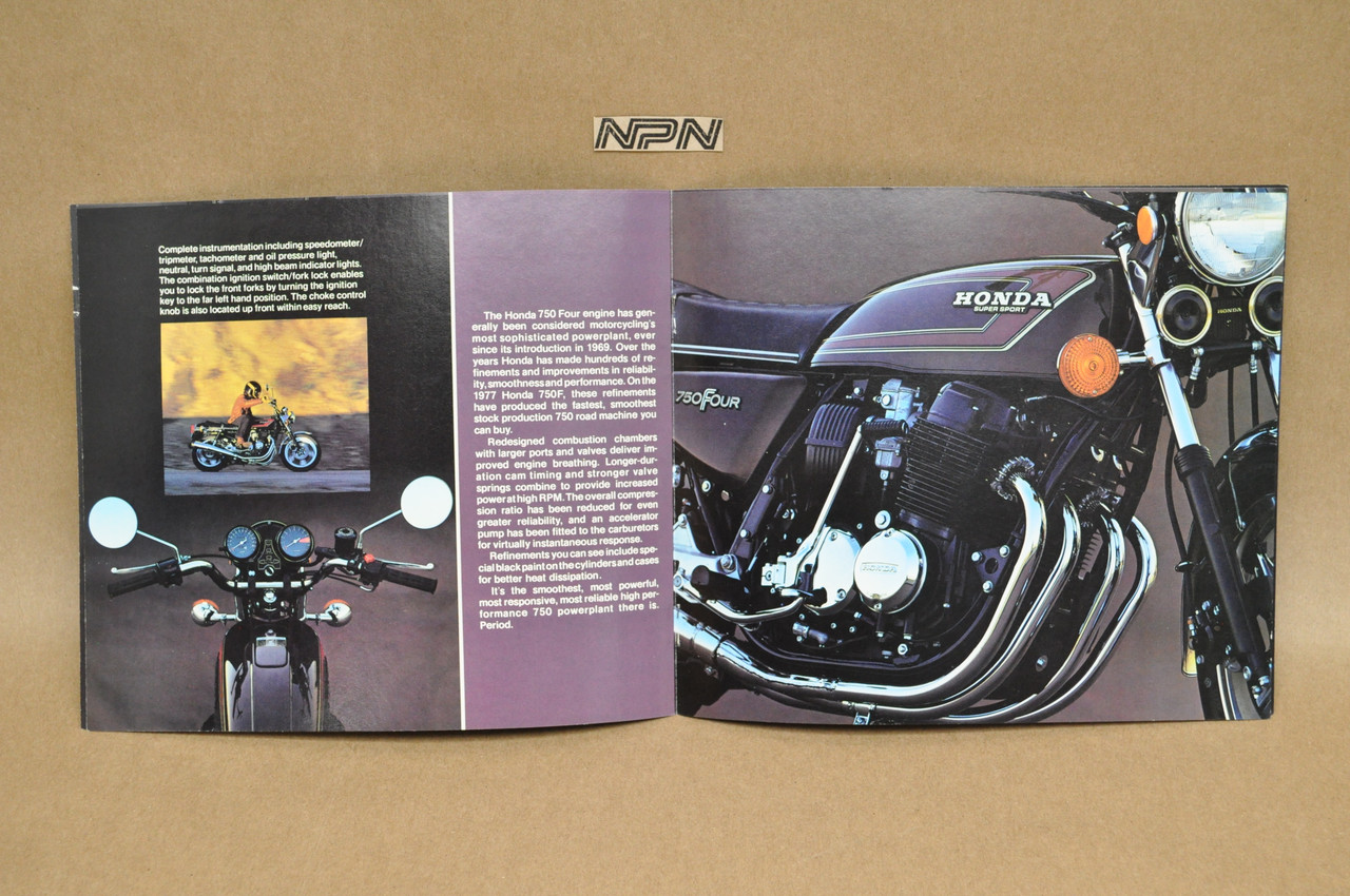 Vintage NOS 1977 Honda CB750 F Motorcycle Brochure OEM Dealer Stamp Specs NEW