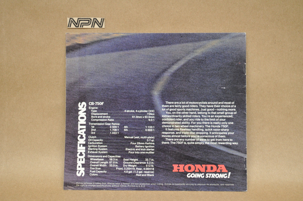 Vintage NOS 1977 Honda CB750 F Motorcycle Brochure OEM Dealer Stamp Specs NEW
