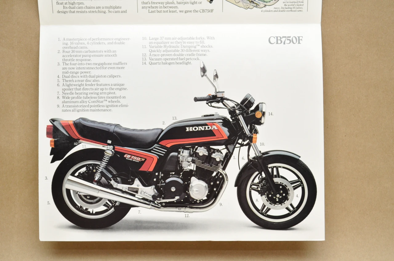 Vintage NOS 1982 Honda CB750 F Motorcycle Brochure OEM Dealer Stamp Specs NEW