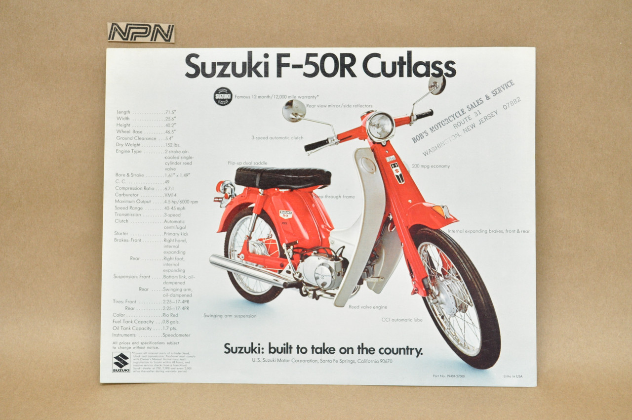 VTG NOS 1971 Suzuki MT50 R Trailhopper F50 R Cutlass Brochure Dealer Specs