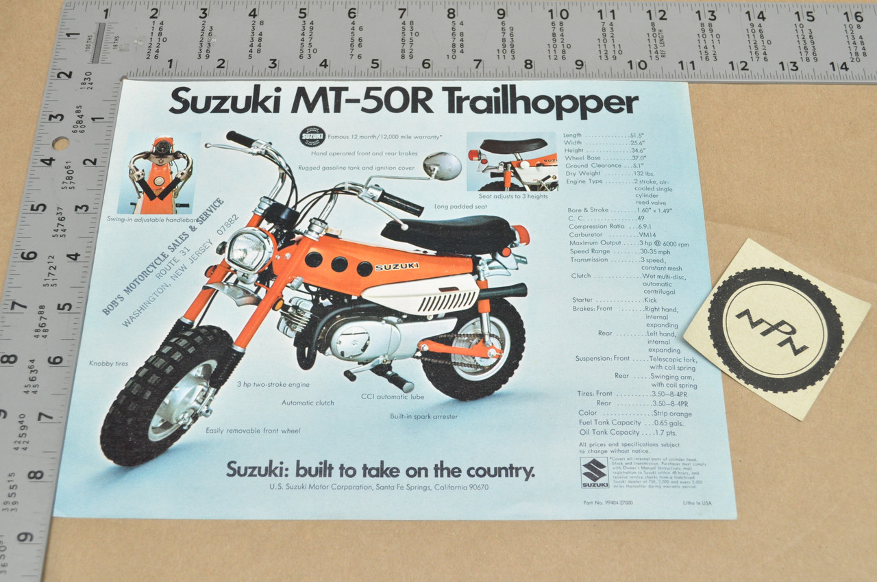 VTG NOS 1971 Suzuki MT50 R Trailhopper F50 R Cutlass Brochure Dealer Specs