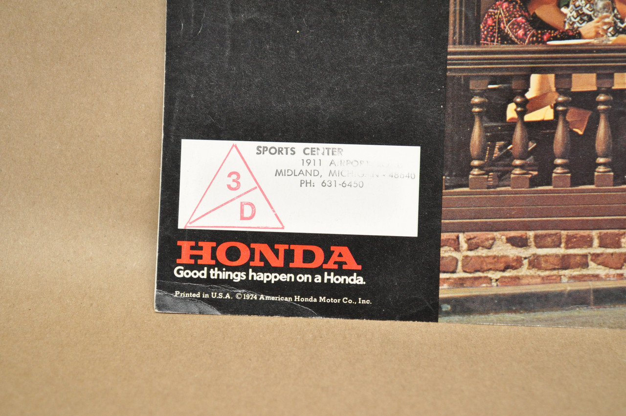 Vintage NOS 1974 Honda CB500 T Motorcycle Brochure OEM Dealer Stamp Specs