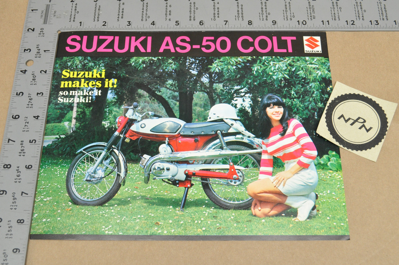 Vintage NOS 1968 Suzuki AS50 Colt Motorcycle Dealer Brochure OEM