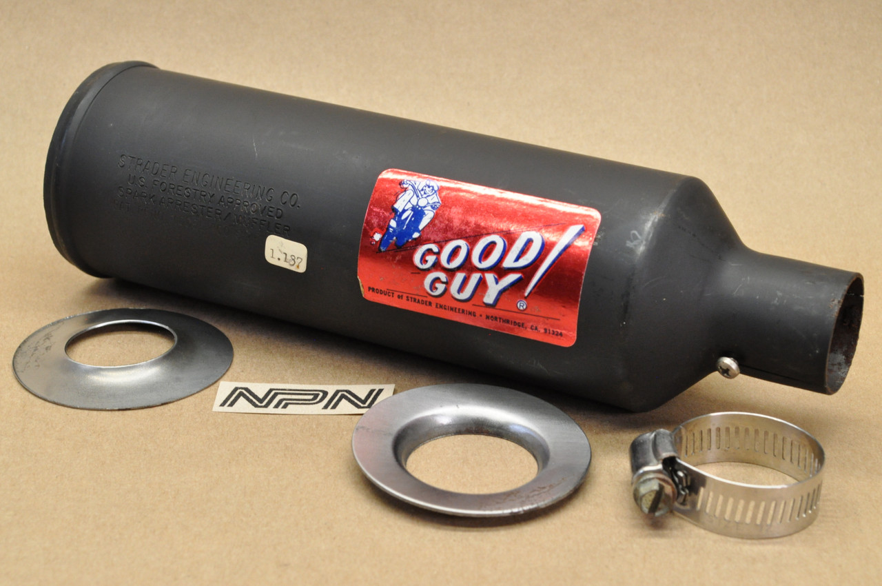 NOS Strader Good Guy 1.187" Motorcycle Dirt Bike Exhaust Muffler Spark Arrester