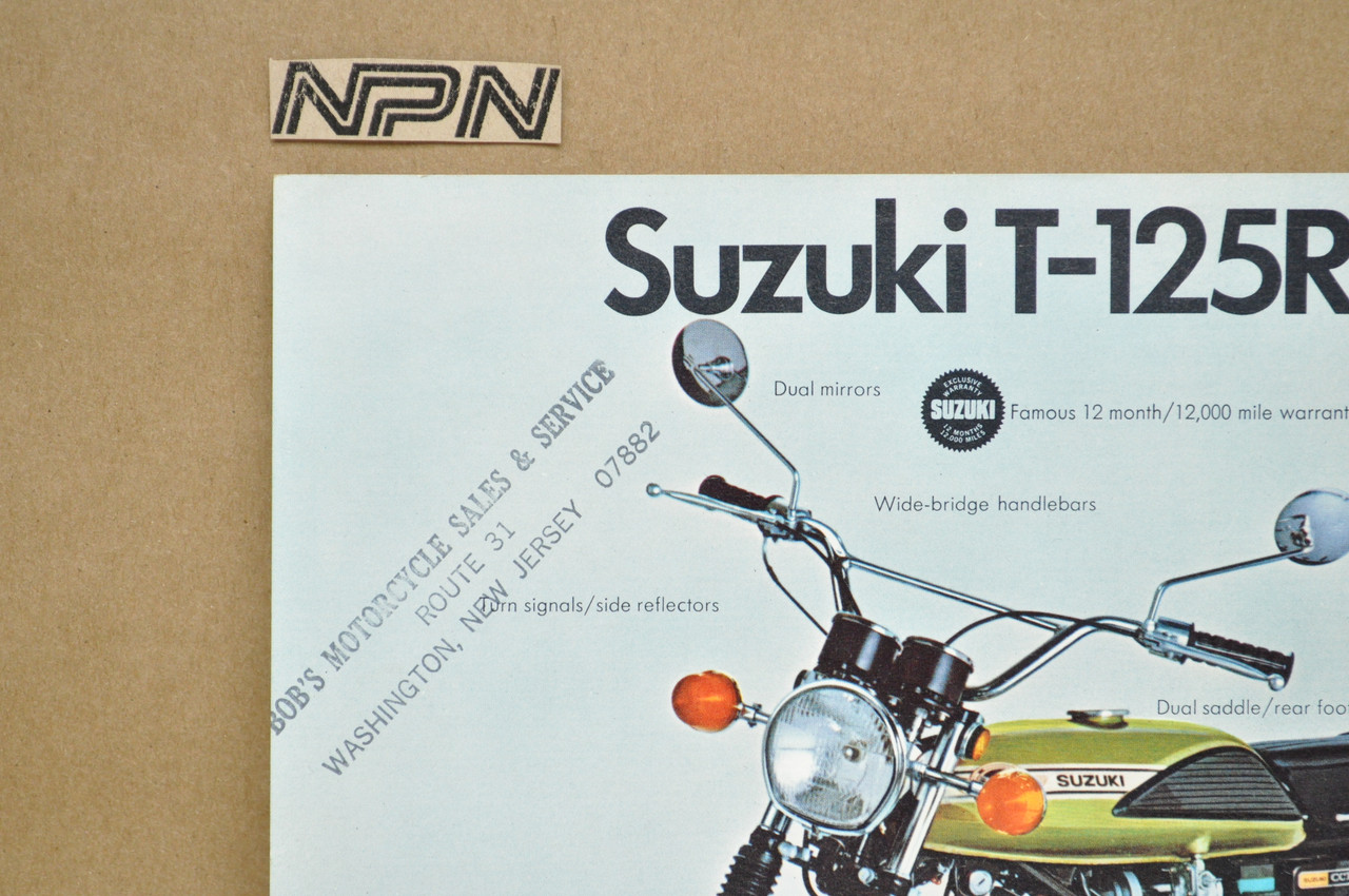 Vintage NOS 1971 Suzuki T125 R Stinger T250 R Hustler Brochure OEM Dealer Specs