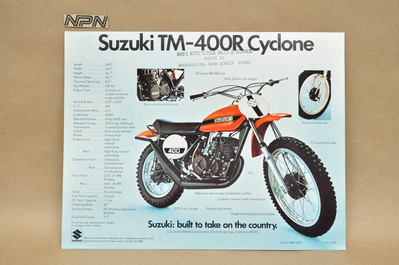 Vintage NOS 1971 Suzuki TS250 R Savage TM400 R Cyclone Brochure OEM Dealer Specs