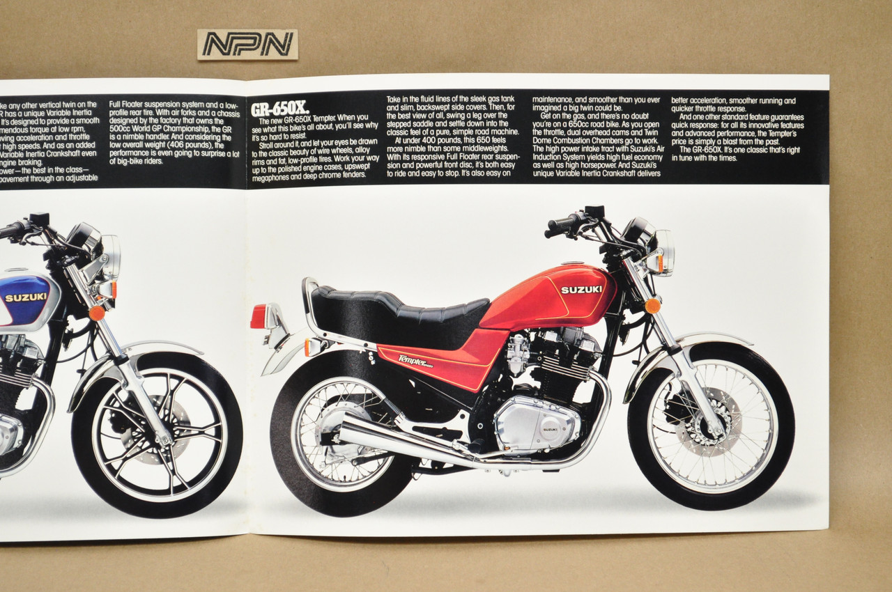 Vintage NOS 1983 Suzuki GR650 Tempter GR650 X Motorcycle Dealer Brochure OEM