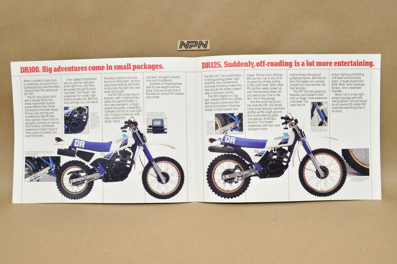 Vintage NOS 1984 Suzuki DR100 DR125 Motorcycle Dealer Brochure OEM