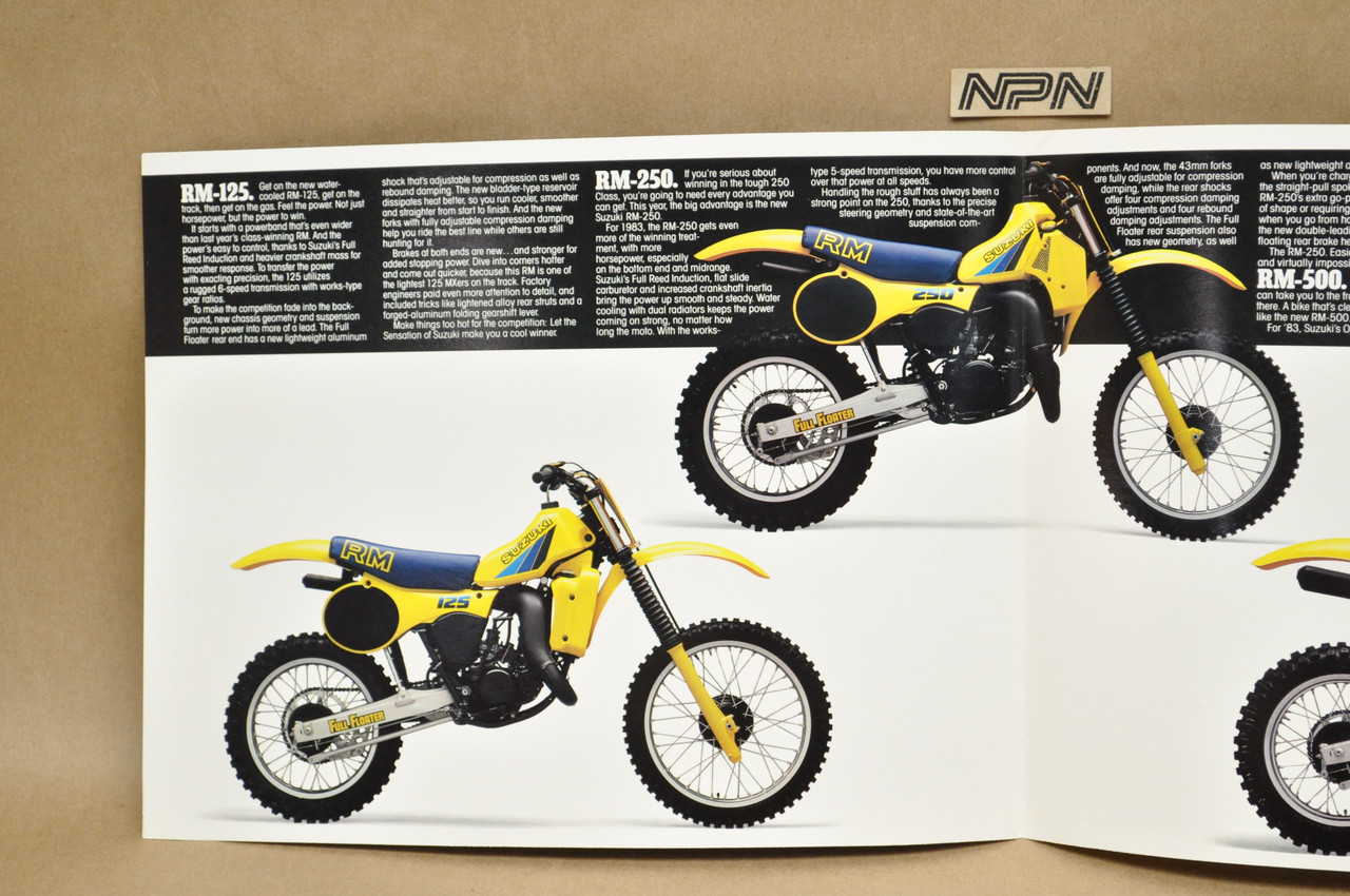 Vintage NOS 1983 Suzuki RM125 RM250 RM500 Motorcycle Brochure Dealer Specs OEM