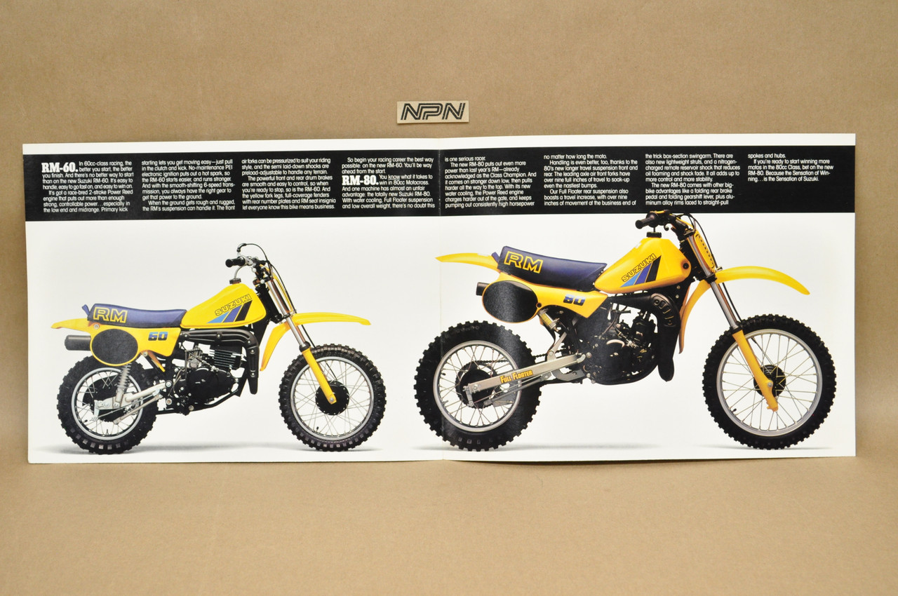 Vintage NOS 1983 Suzuki RM60 RM80 Motorcycle Brochure Dealer Specs OEM