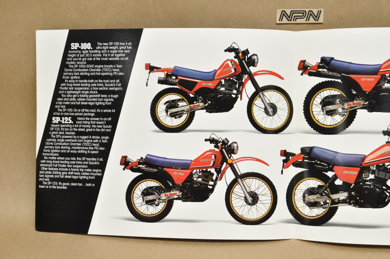 Vintage NOS 1983 Suzuki SP100 SP125 SP250 SP500 Motorcycle Brochure Dealer Specs