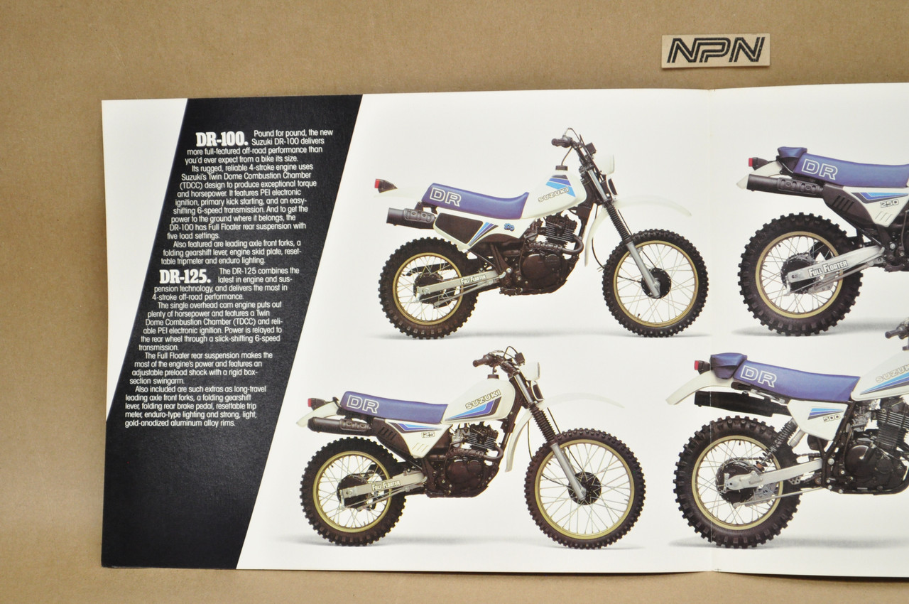 Vintage NOS 1983 Suzuki DR100 DR125 DR250 DR500 Motorcycle Brochure Dealer Specs