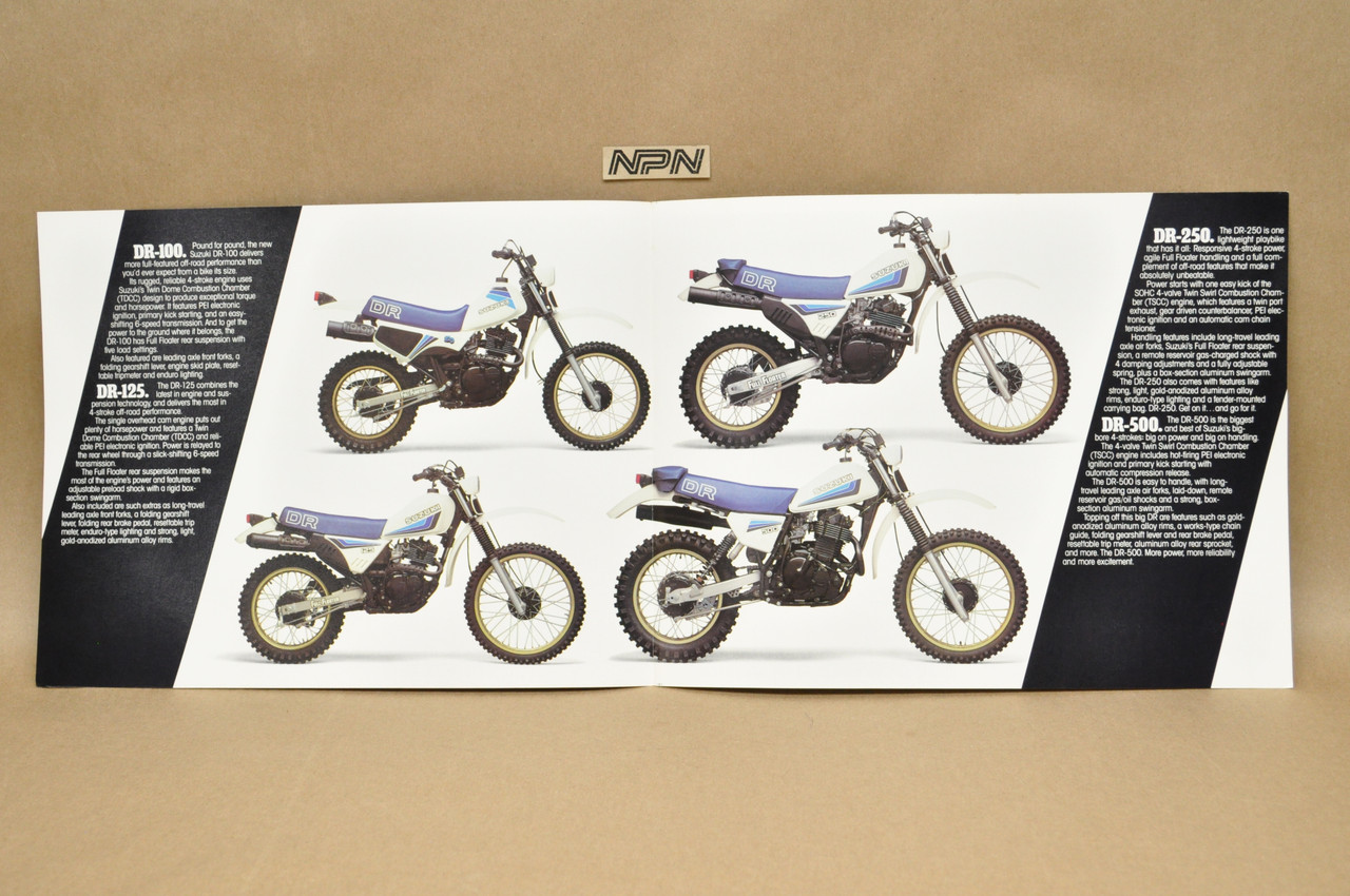 Vintage NOS 1983 Suzuki DR100 DR125 DR250 DR500 Motorcycle Brochure Dealer Specs
