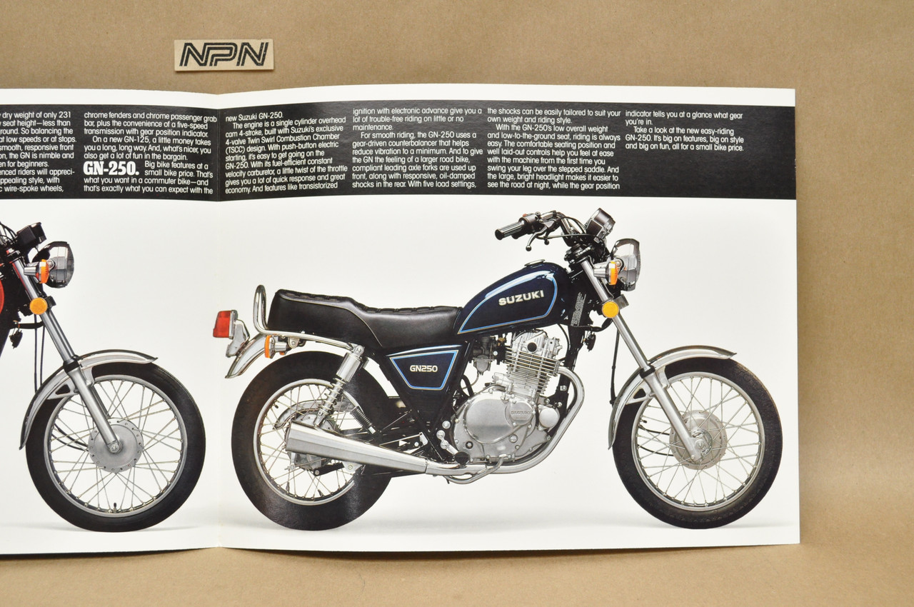Vintage NOS 1983 Suzuki GN125 GN250 Motorcycle Brochure Dealer Specs OEM