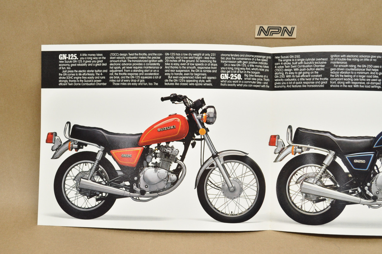Vintage NOS 1983 Suzuki GN125 GN250 Motorcycle Brochure Dealer Specs OEM