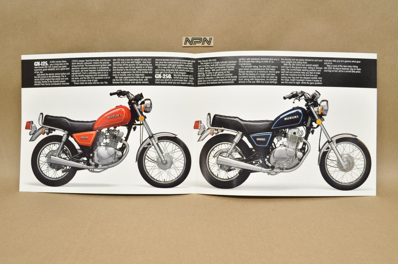 Vintage NOS 1983 Suzuki GN125 GN250 Motorcycle Brochure Dealer Specs OEM