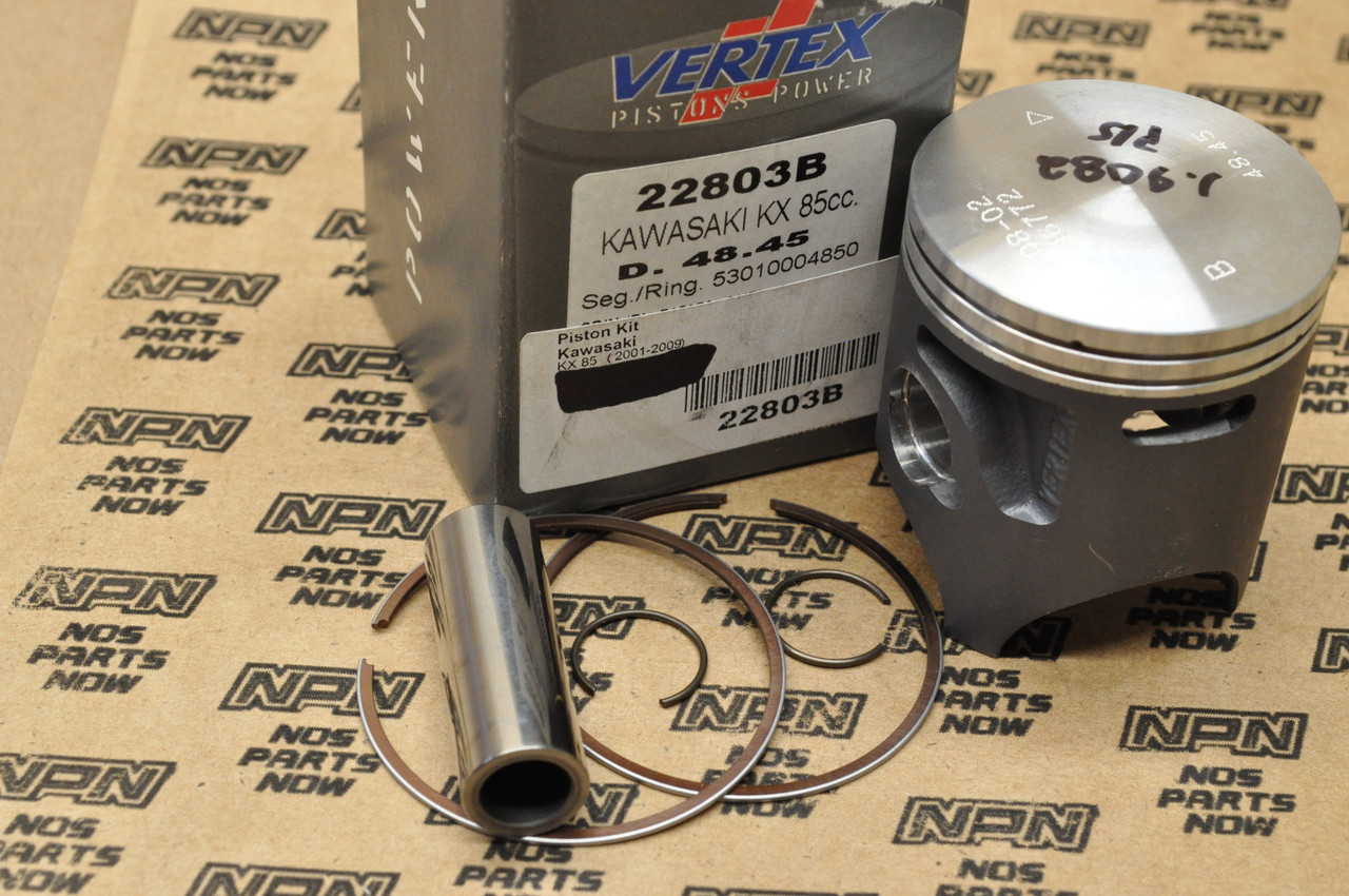 NOS Kawasaki 2001-2009 KX85 Vertex Piston, Rings, Pin & Clips Set 22803B